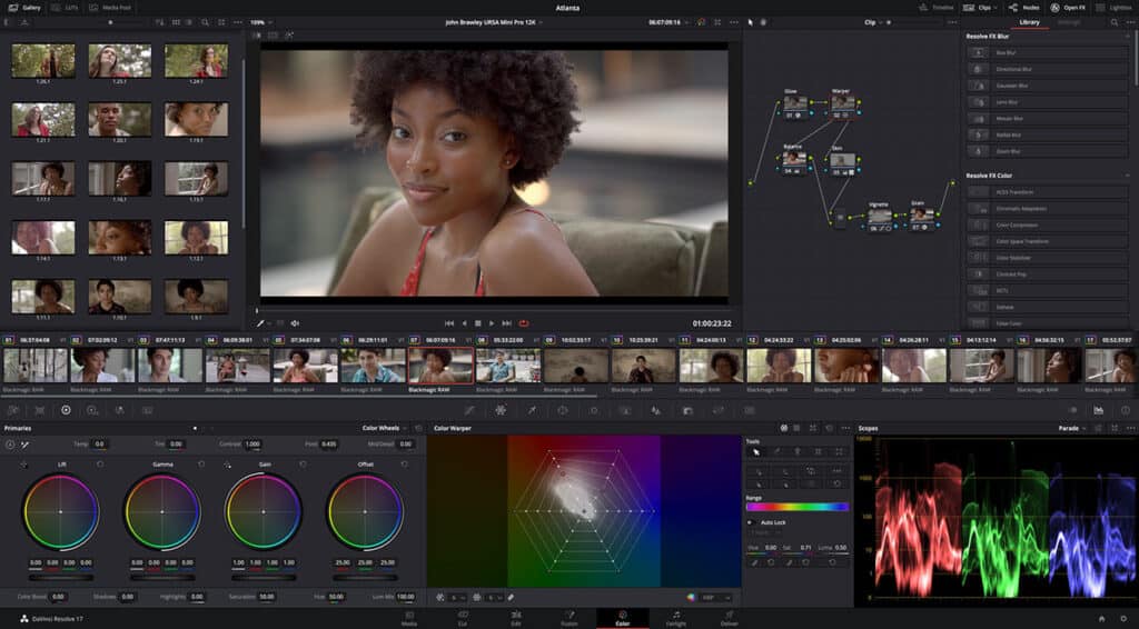 Construction nodale sur DaVinci Resolve production audiovisuelle